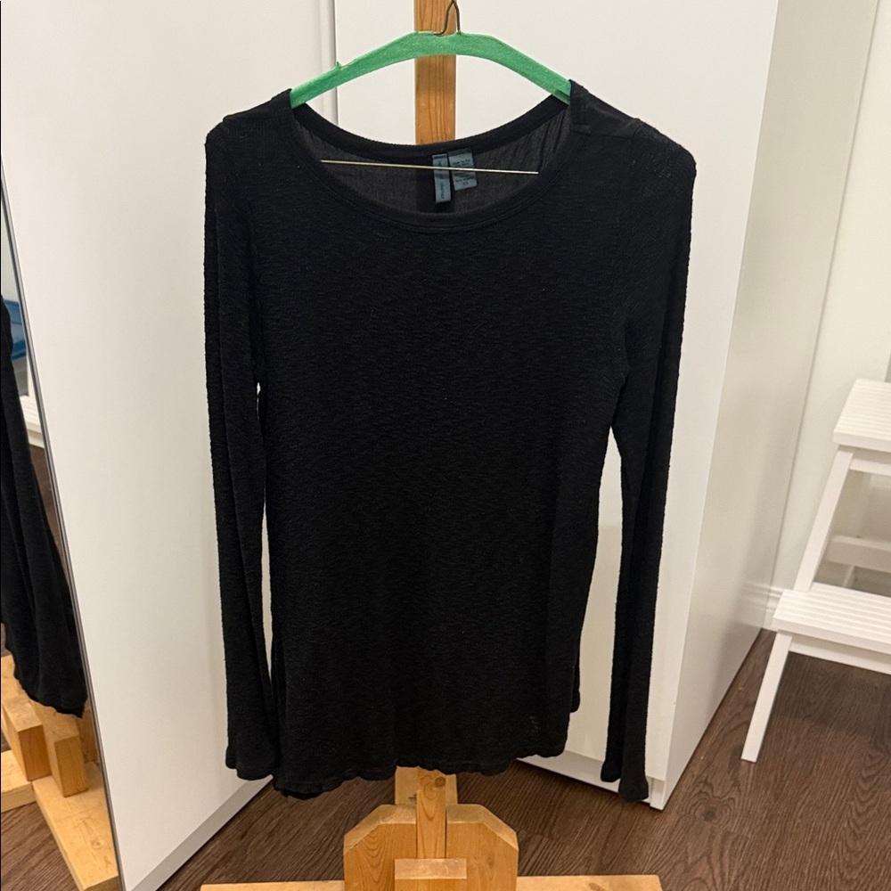 Anthropology Left of Center Black Long Sleeve Top Size XS